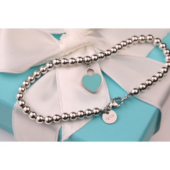 Tiffany & Co. Return to Tiffany Mini Blue Heart Tag Sterling Bead Bracelet - Picture 5 of 5